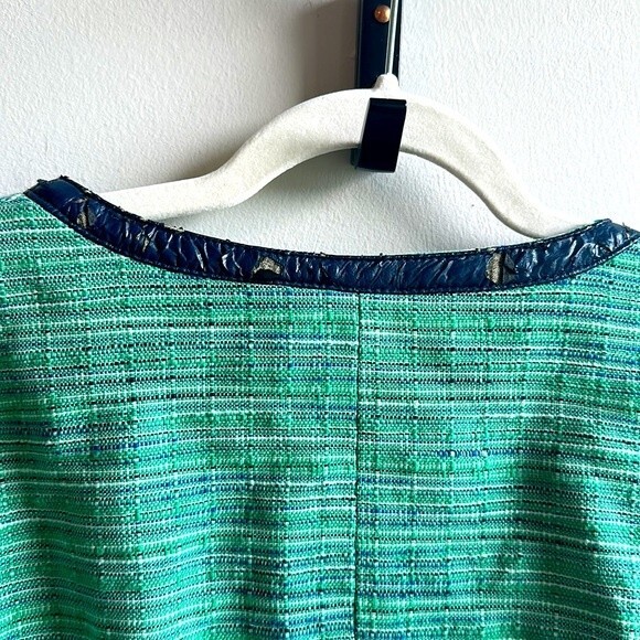 The Limited Green and Blue Woven Zipper Blazer Zippered Pockets Size L - Picture 7 of 7